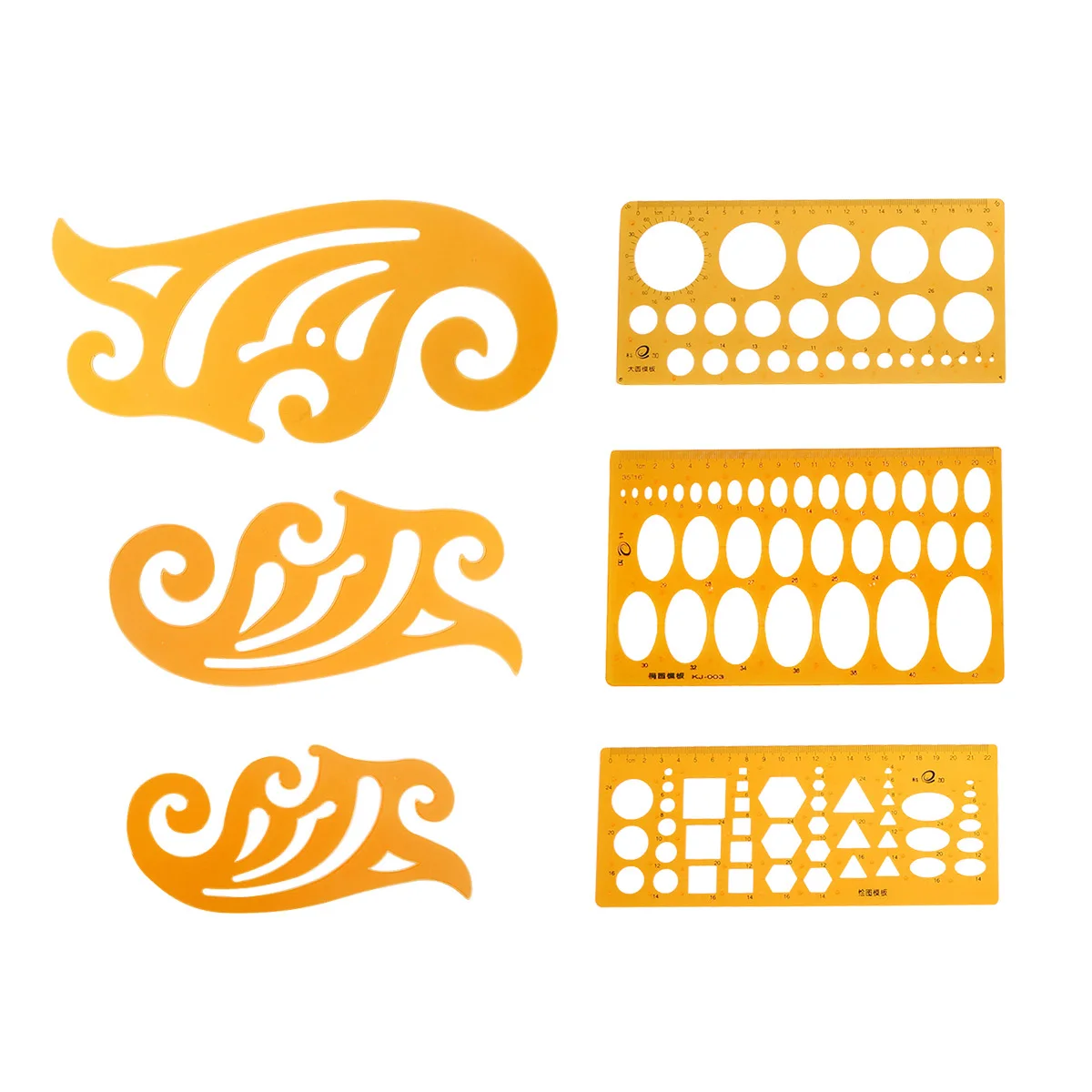 Reglas de plantilla de dibujo de diseño, juego de reglas curvas naranjas transparentes para herramienta de medición de dibujo de arquitectura, 6 uds.