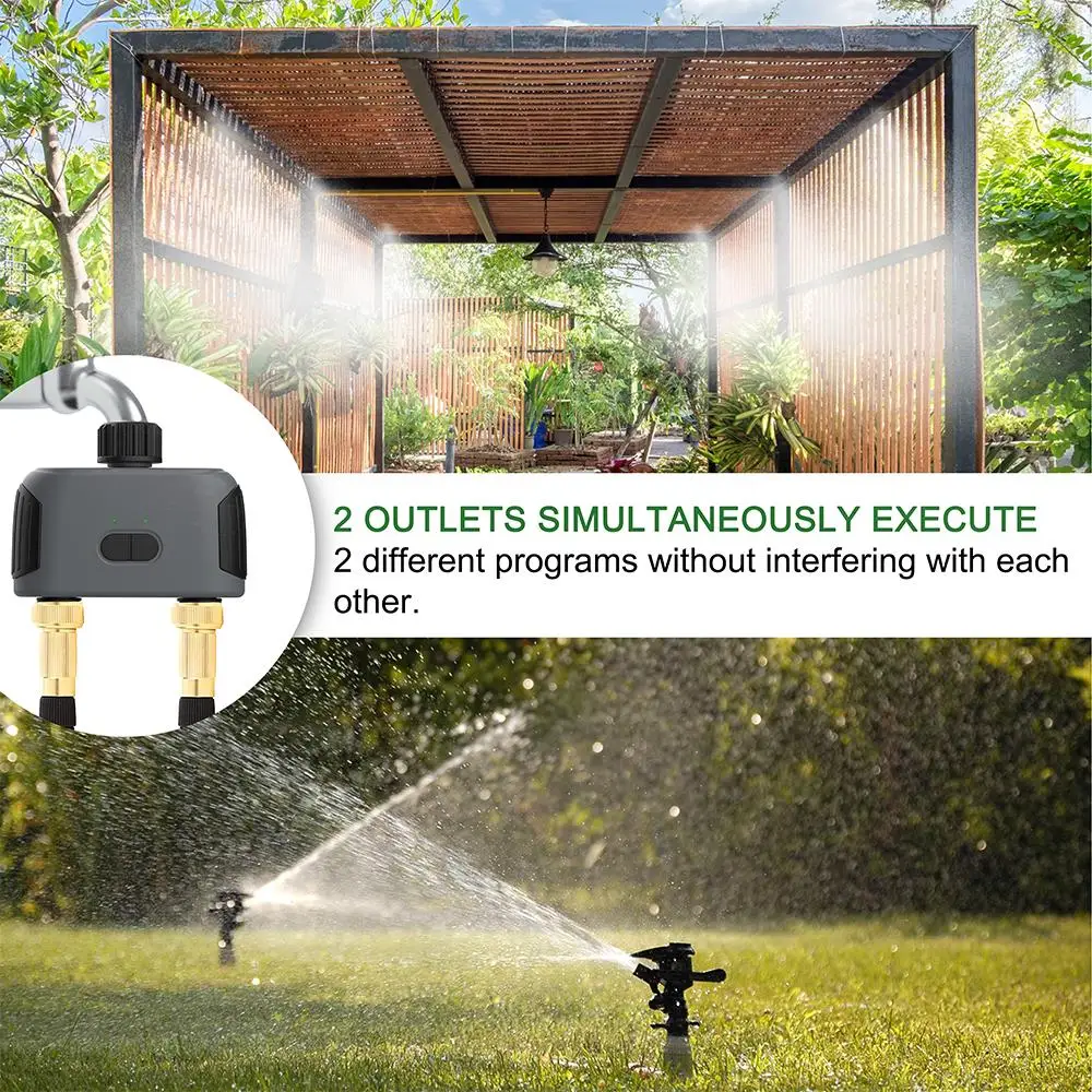 Tuya Bluetooth-compatible WiFi-compatible 2-Way Intelligent Water Timers Automatic Watering Controller Smart Garden Sprinklers