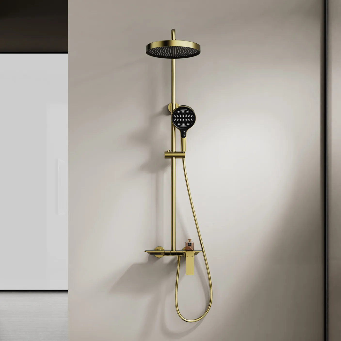 

Bathroom Shower System with Handheld Shower Wall Mounted Bathtub Shower Faucet Set Bathroom Rainfall Shower Mixer Combo Set Gold