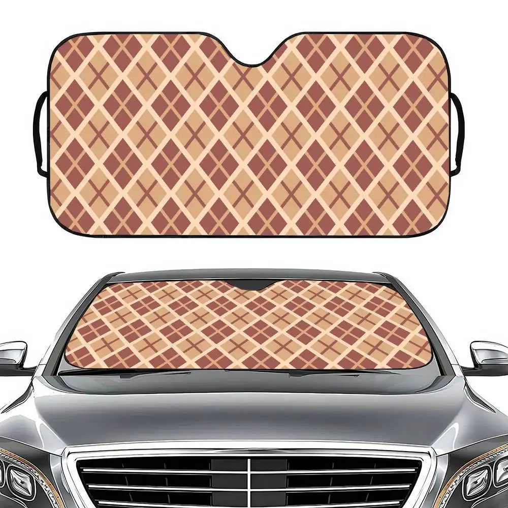 

Geometric Checkered Black Car Windshield Sunshade - UV Protection, Blackout Cloth, Auto Curtain, Gift