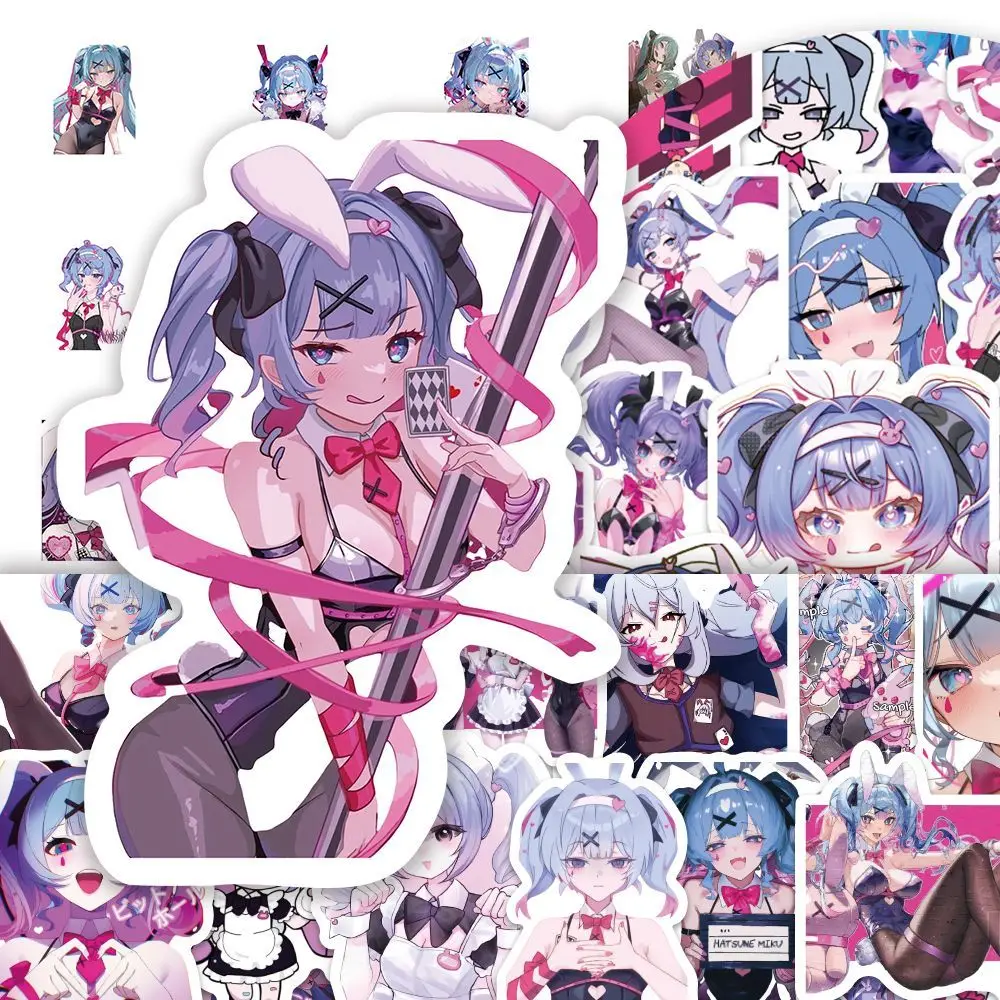 60 pièces Hatsune Miku lapin trou dessin animé haute précision créatif bidimensionnel décoratif téléphone portable ordinateur autocollants
