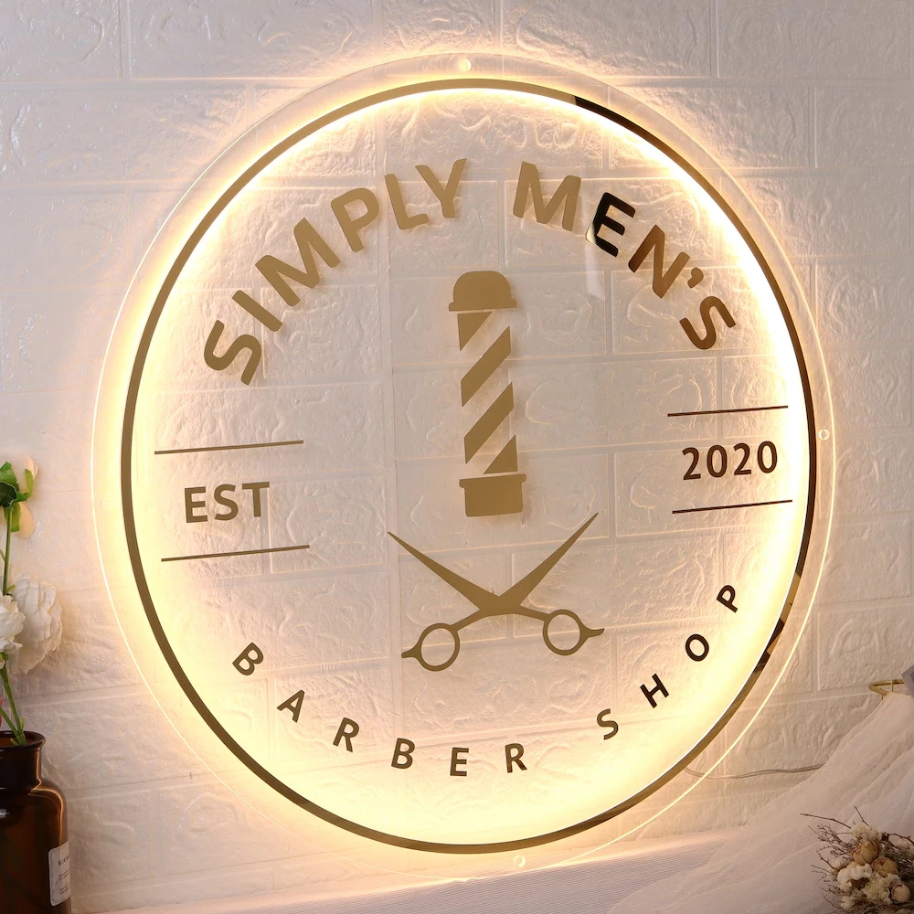 Acrylic Logo Sign, Round Business Sign, Nails Studio Sign, Clinic Sign, Small Sign, Beauty Salon Sign, Neon Acrylic, Bar Sign