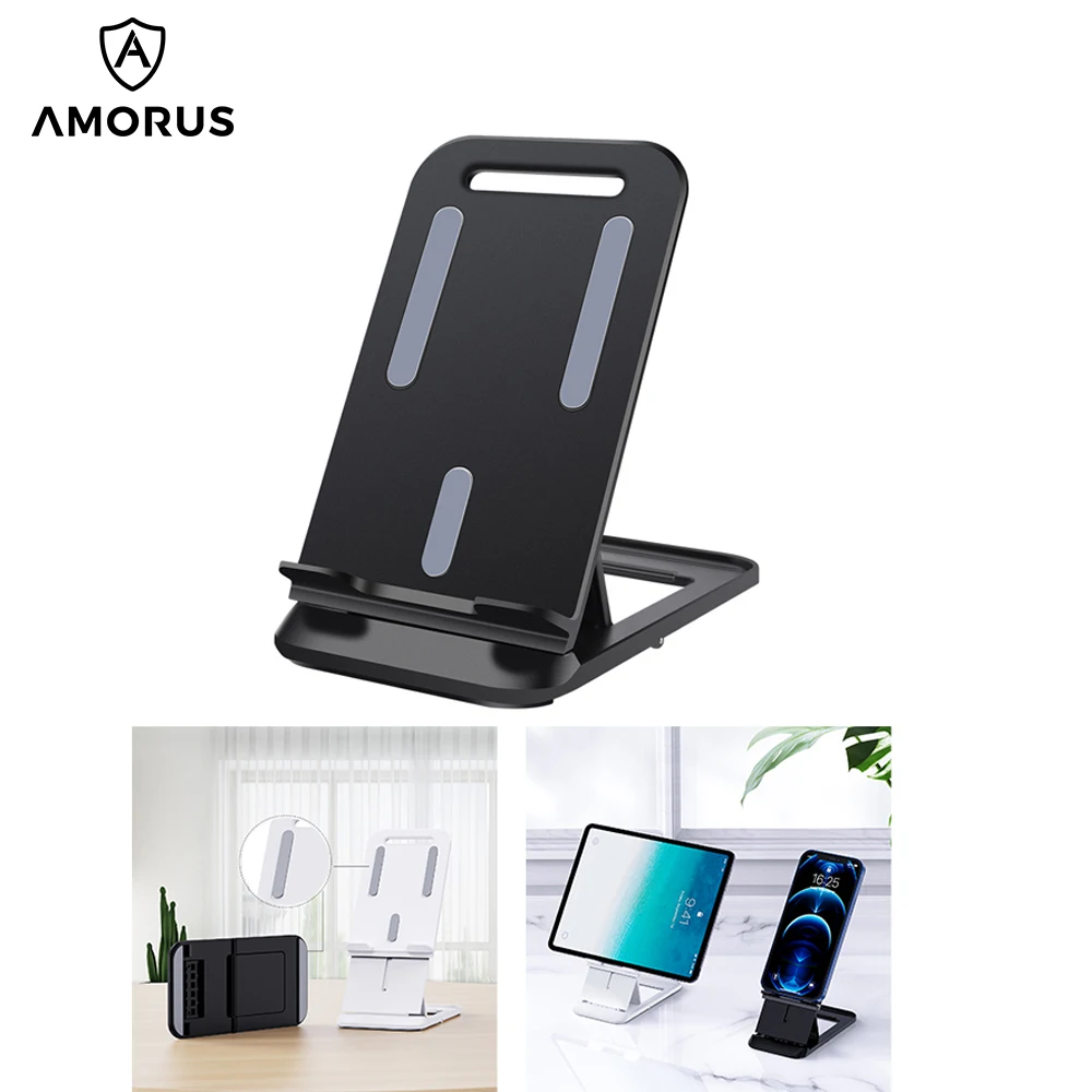 

AMORUS Lifting Desktop Bracket Angle Adjustable Folding Lazy Mobile Phone Holder for Universal Cellphone Travel Portable Bracket