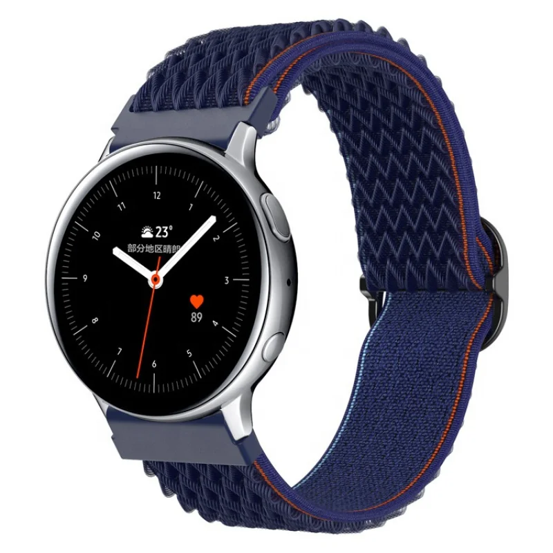 Bracelet de montre en nylon réglable pour Samsung, motif de vague, commandé, doux, respirant, tressé, 20mm, 22mm