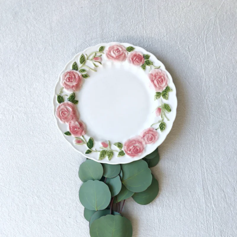 

Pink Wedding Party Plates Sets Birthday Cute Nordic Dinner Trinket Dish Ceramic Plate Sets Salad Full Tableware Vajilla Plates