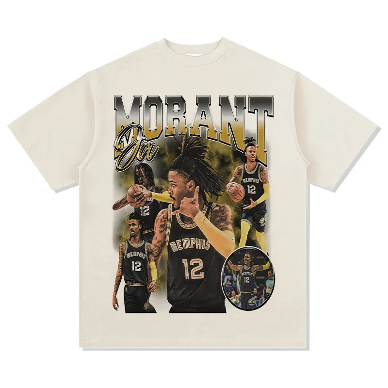 T-shirt de basket-ball à manches courtes pour hommes et enfants, t-shirts en coton d'été, nouvelle édition, Ja Morant 12 Memphis