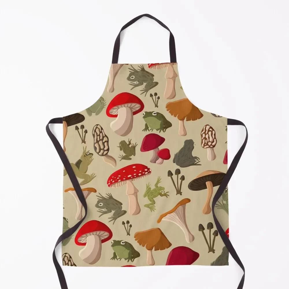 

Frogs and Mushrooms Apron Barber beauty master Cooking Apron