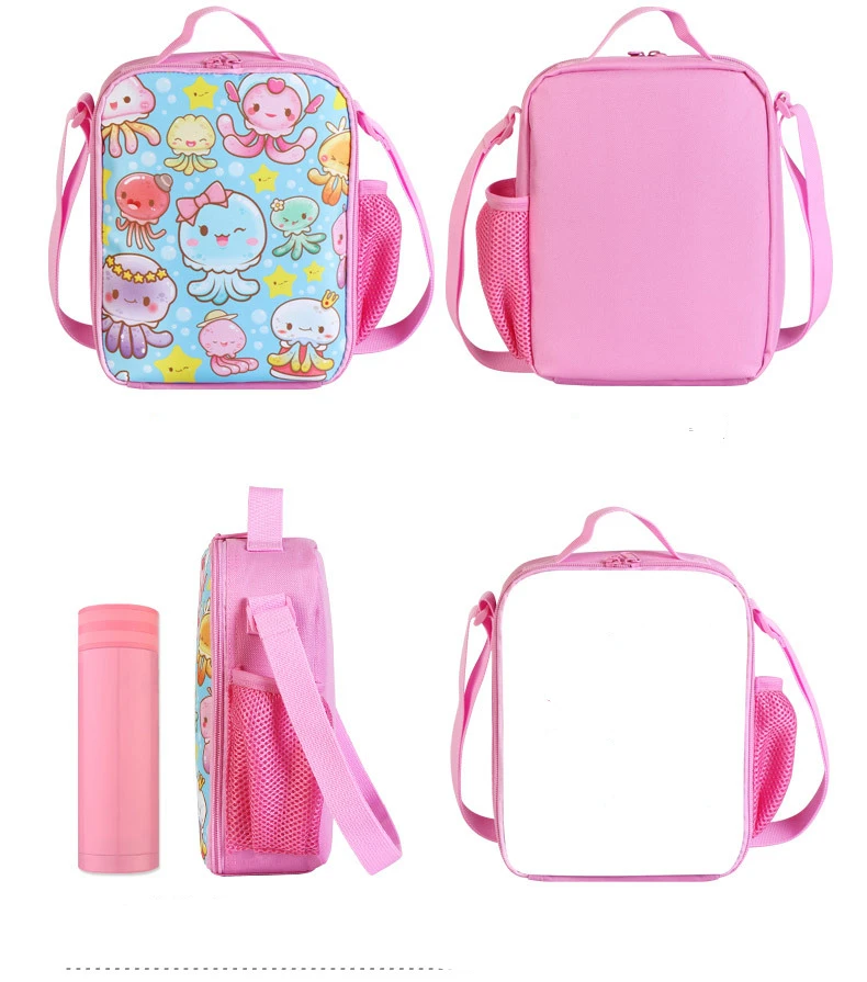 Sublimation Blank Print Students Kids 25*19*8 Backpack for Girls Boys School Bags Set For Adult Black/Pink