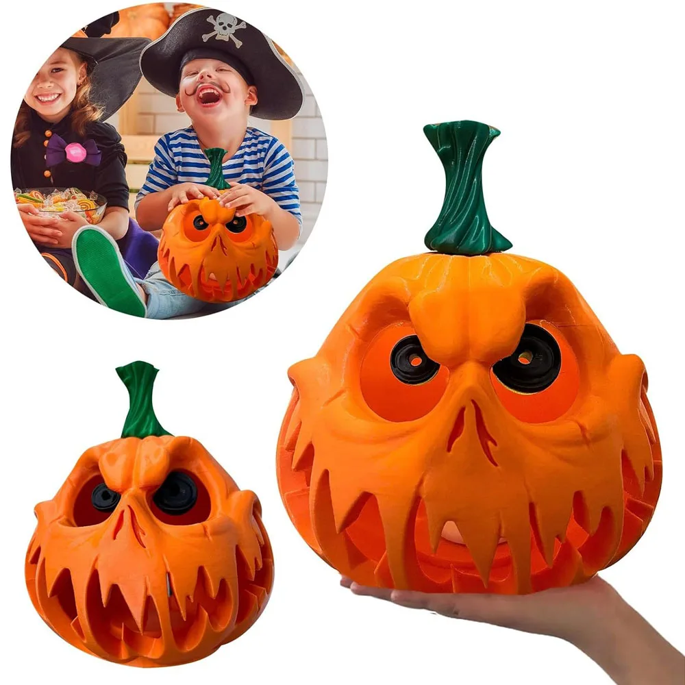 Halloween Pumpkin Lantern 2024 Upgrade Shape Pumpkin Lantern with Wicked Smile Pumpkin Resin Indoor and Outdoor Decoration