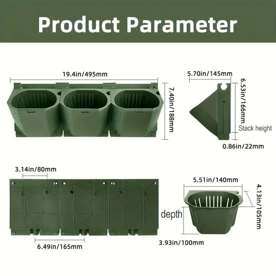 야외 식물 벽 화분 포레스트 박스, 식물 벽 화분 컨테이너, 수직 3 차원 녹색 식재 상자, 3 홀