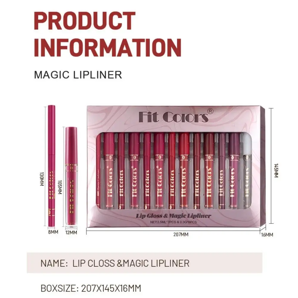Set di lucidalabbra opaco da 7 pezzi con kit di smalti per trucco labbra con gancio per tazza antiaderente a lunga durata impermeabile da 6 pezzi