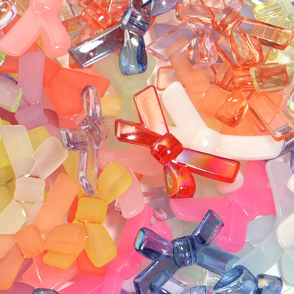 20pcs/lot Acrylic Clear Mix Butterfly Bow Beads Candy Loose Beads DIY Jewelry Making Phone Key Bag Chain Car Pendant Accessories