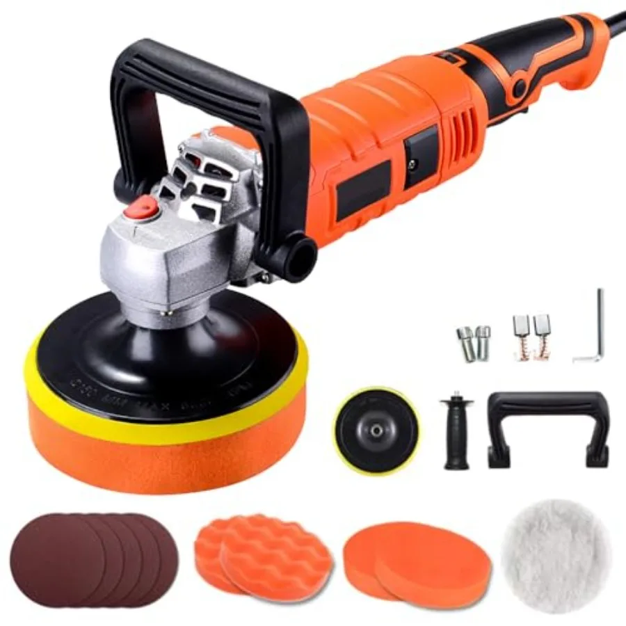 

Buffer Polisher Car Detailing Machine with Variable 7 Speeds Control Pure Copper Motor Low Noise Design for Car Sofa Cabinet Ti