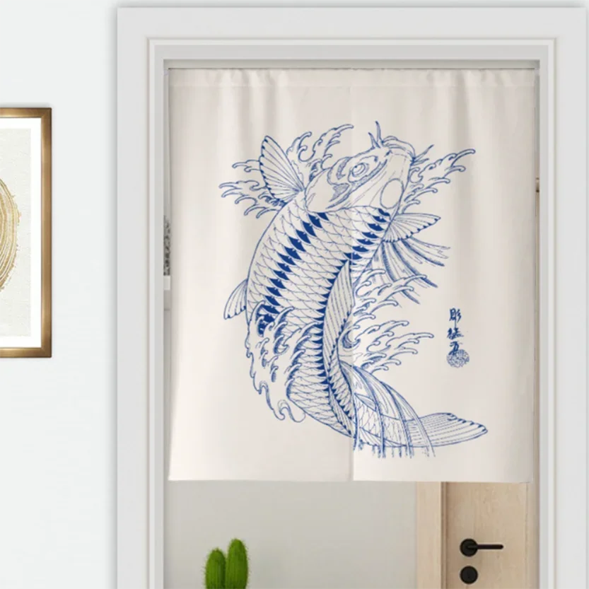 Japanese Carp Streamer Door Curtain Waves Curtains Kitchen Bathroom Home Porch Decoration Partition Doorway Feng Shui Curtain