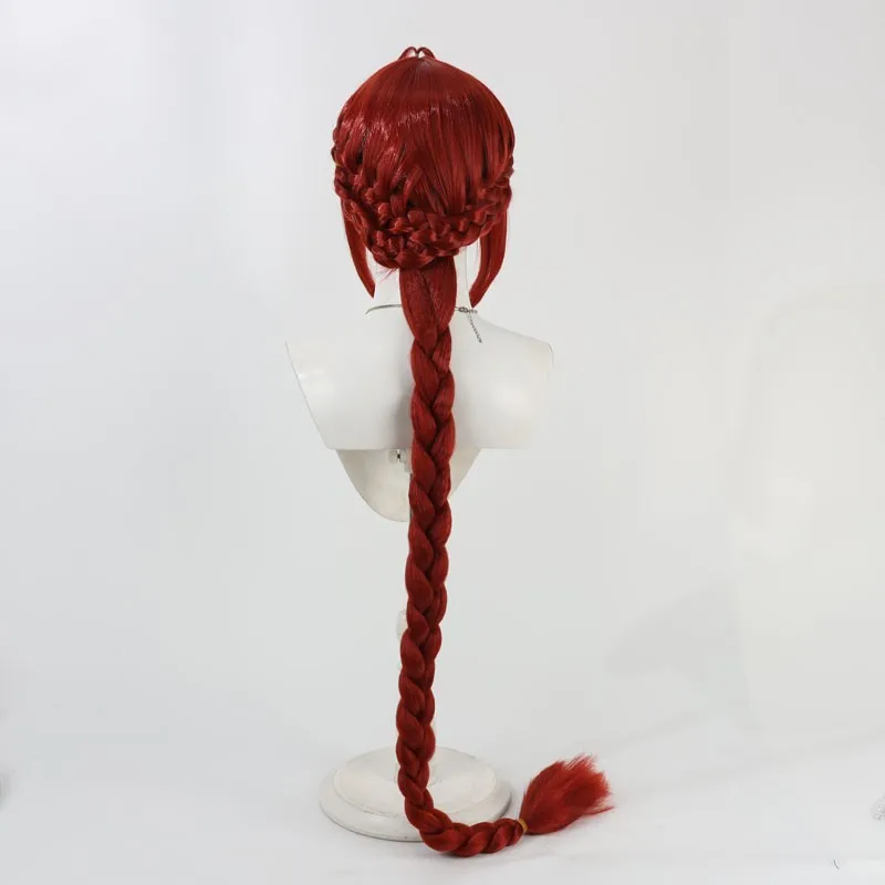 Twisted Wonderland Riddle Rosehearts Cosplay Wig 120cm Long Braids Wine Red Hair Men Women Halloween Party Prop Synthetic Hair