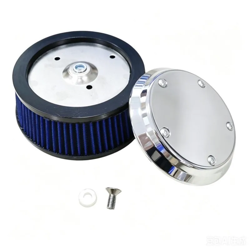 Super Sale Chrome Air Cleaner Cover & Blue Element for Harley Touring Fat Boy Softail Springer Dyna 1999-2017 Air Intake Filte