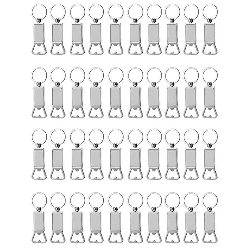 

【Promotion】40PCS Sublimation Blanks Keychains Metal Bottle Opener Blank Key Rings Gift For Your Boyfriend, Husband, Father