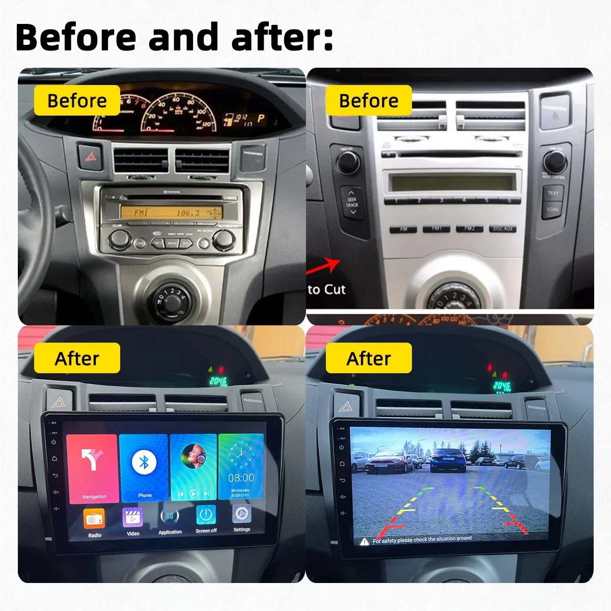 2 Din Android Car Radio for Toyota Yaris 2005 - 2012 Car Multimedia Video Player Navigation GPS WIFI FM Head Unit Autoradio