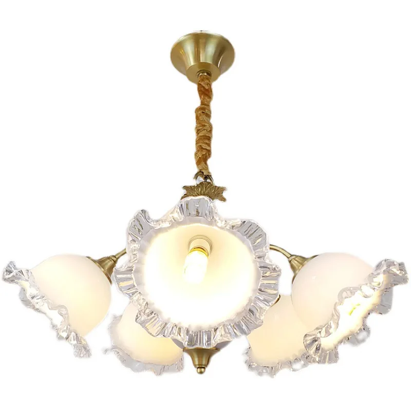 

American simple medieval pastoral glass lace lamp French light luxury