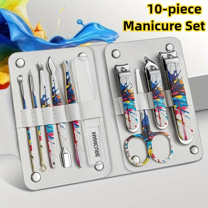 新しい爪切りセット、飛散防止設計、ポータブルステンレス鋼爪切り、美容用ナノネイルファイル、マニキュアツール