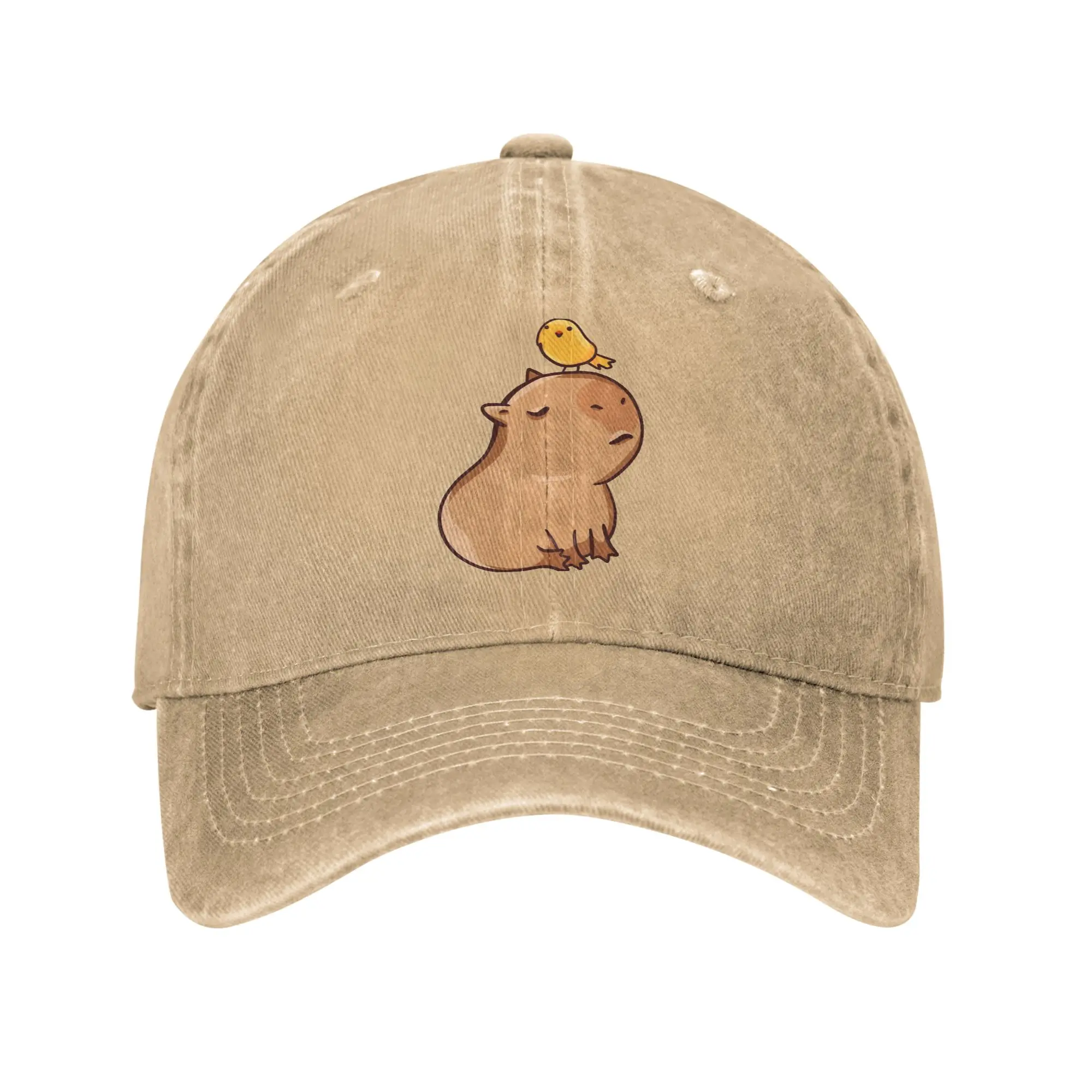 Capybara with Bird Unisex Baseball Caps  Distressed Denim Washed Hats Cap Retro Outdoor Running Golf  Adjustable Sun Cap