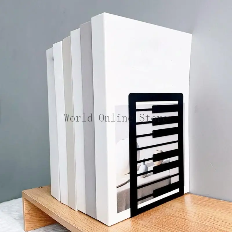 2PCS COURIED MUSICAL NOTE Book End For Shelves Desks Bureau Hourd Duty Metal Berder 87HC
