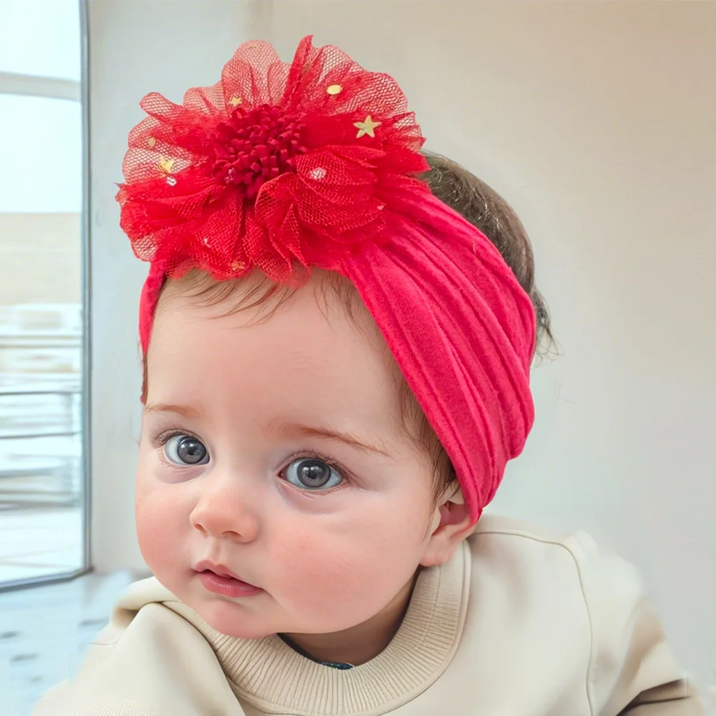 

Chiffon Flower Headband Baby Girls Cute Hair Floral Turban Nylon Cable Printed Hair Accessories Newborn Turban Flowers Headwear