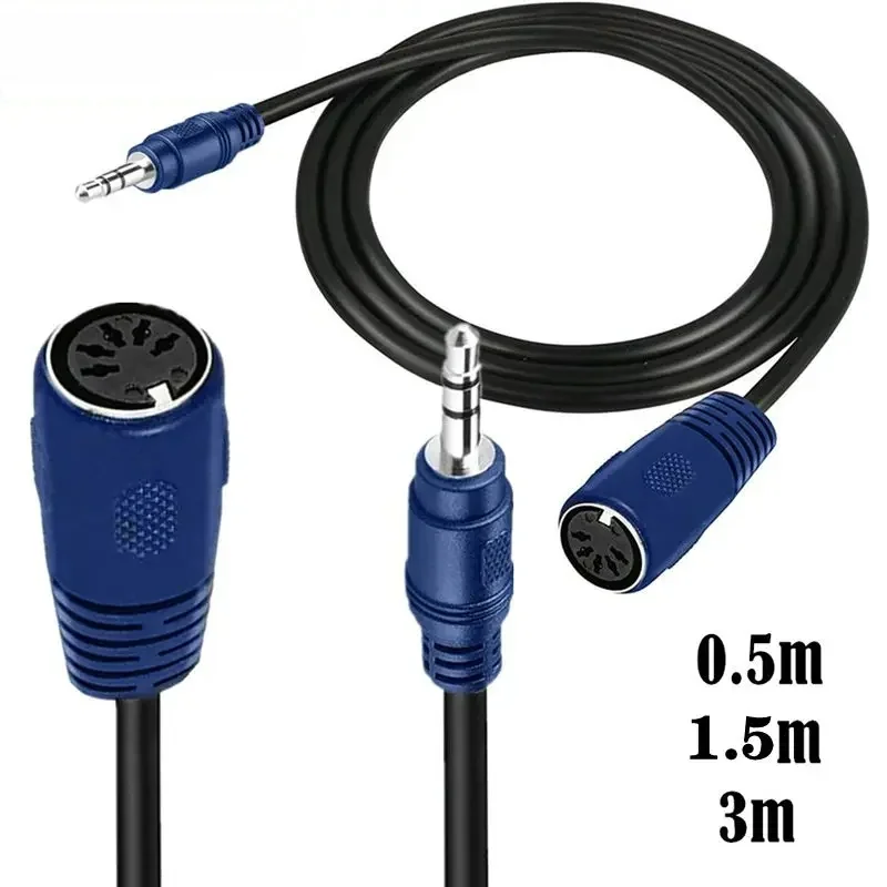 DC3.5mm męski kolanko do DIN 5P żeński adapter audio Adapter MIDI Audio MIDI DIN 5PIN kabel połączeniowy 0.5M 1.5M 3M