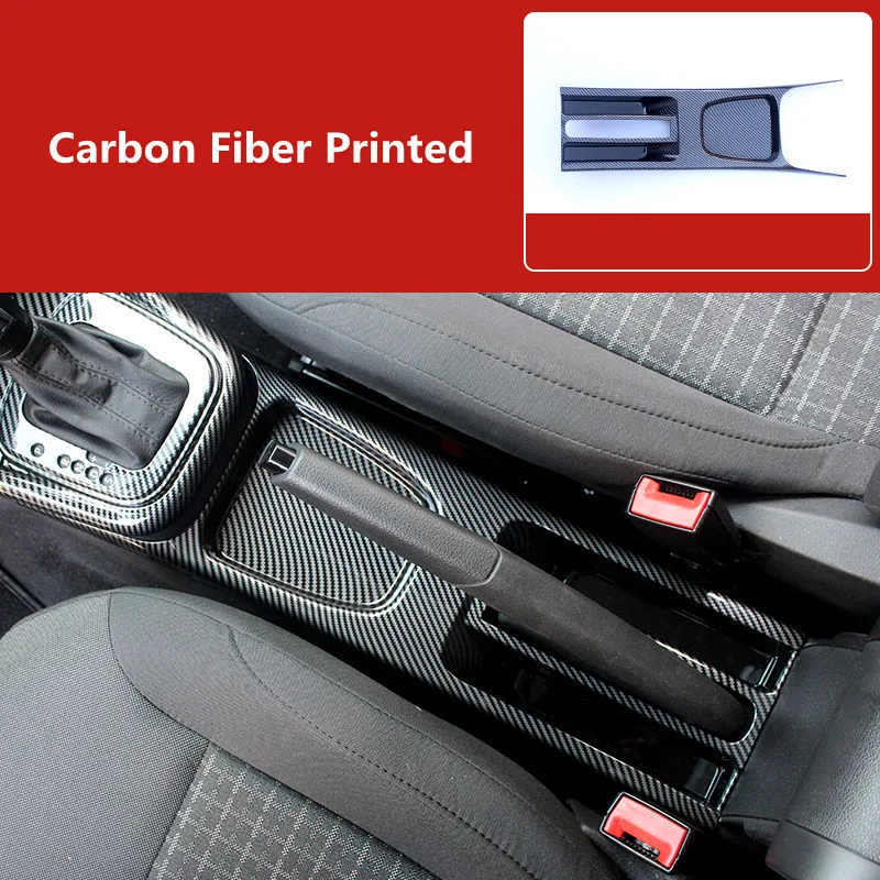 Black Carbon Fiber Printed Car Handbrake Panel Cover Moulding Trim for Volkswagen Polo 2014 2015 2016 2017 2018