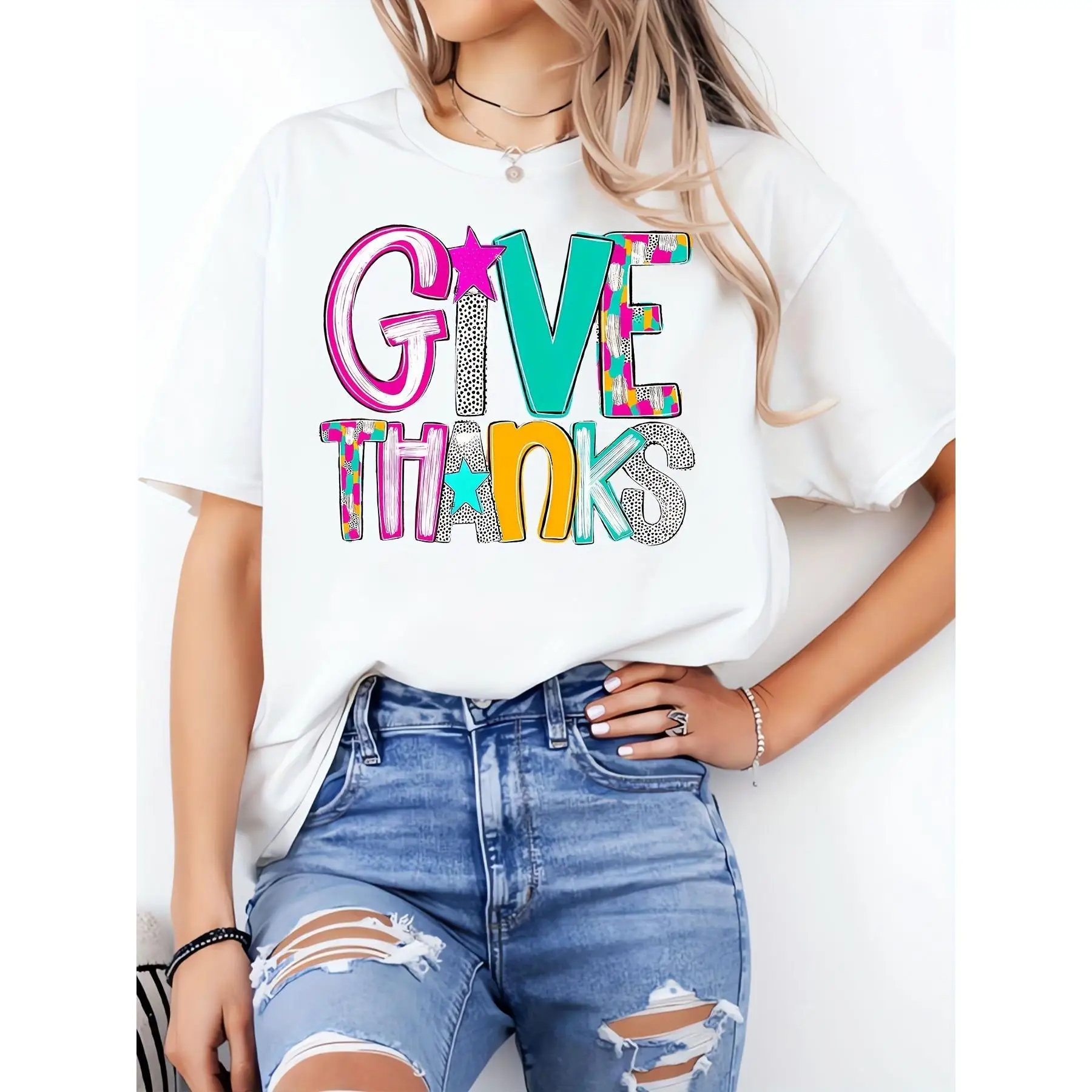 

Ladies' Casual Loose Short Sleeves, T-shirts, Basic Tops, Unique Rest, Holiday Gifts Are Preferred, Suitable For Women's Wear