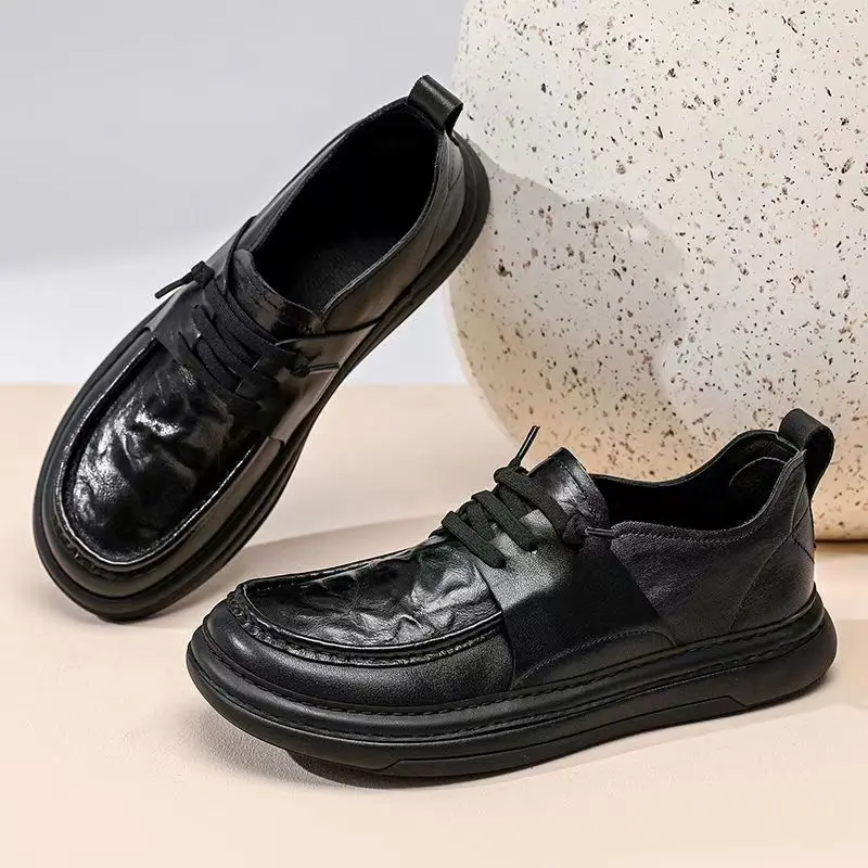 

Кожаная мужская повседневная обувь ручной работы, удобные лоферы на мягкой подошве для мужчин, модная обувь без шнуровки для вождения, нескользящая деловая обувь