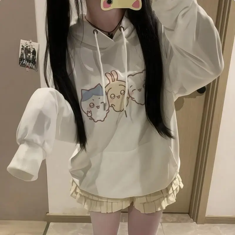 New Kawaii Cartoon Chiikawas Hoodie Pullover Cotton Loose Sweet Casual Fashion Ins Cute Girls Gift Christmas Gift For Girlfriend