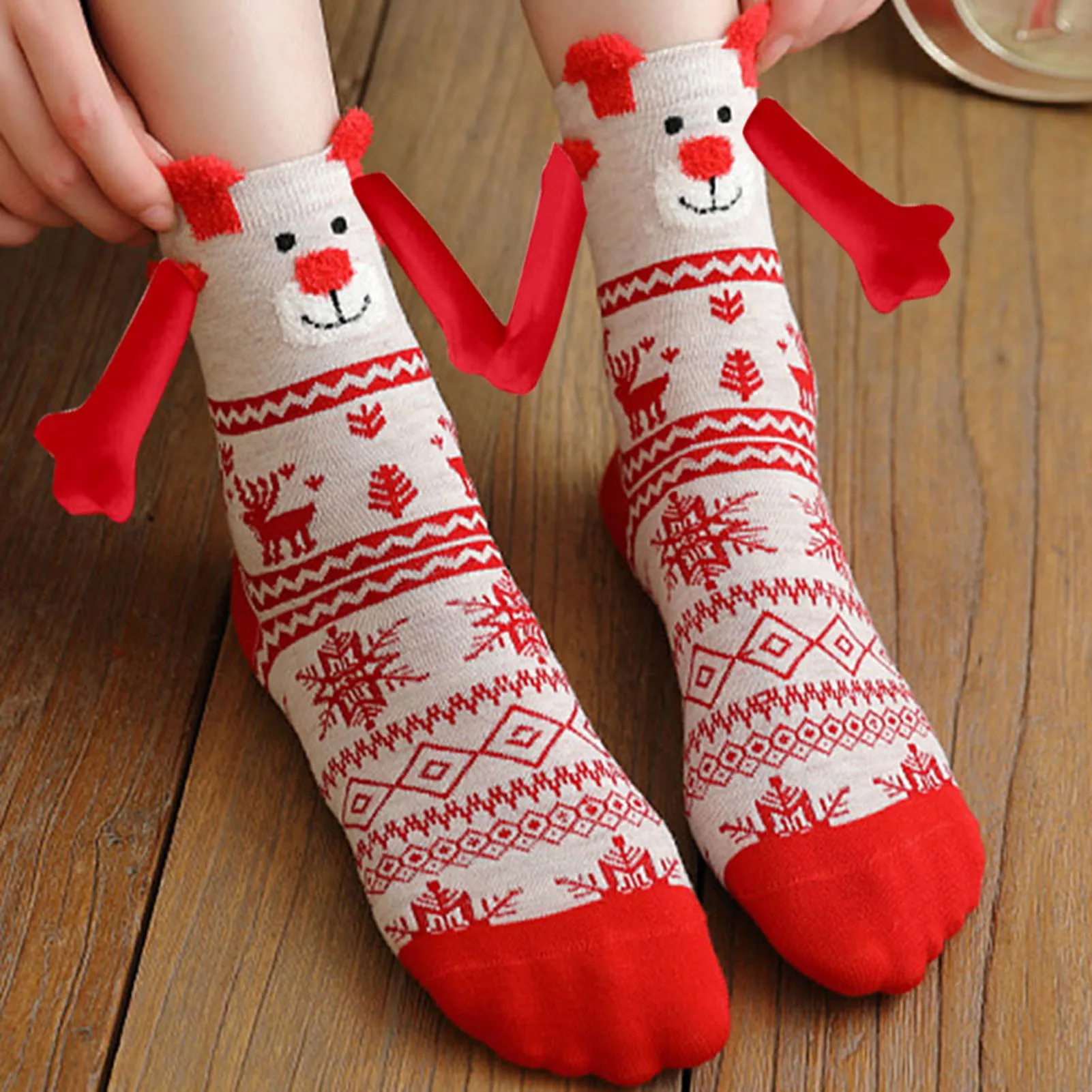 Calcetines de mano de Navidad para parejas, divertido, creativo, atracción magnética, para él y ella