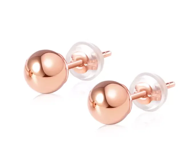 

18k gold ball earrings 3mm 4mm stud earring rose gold yellow gold jewelry