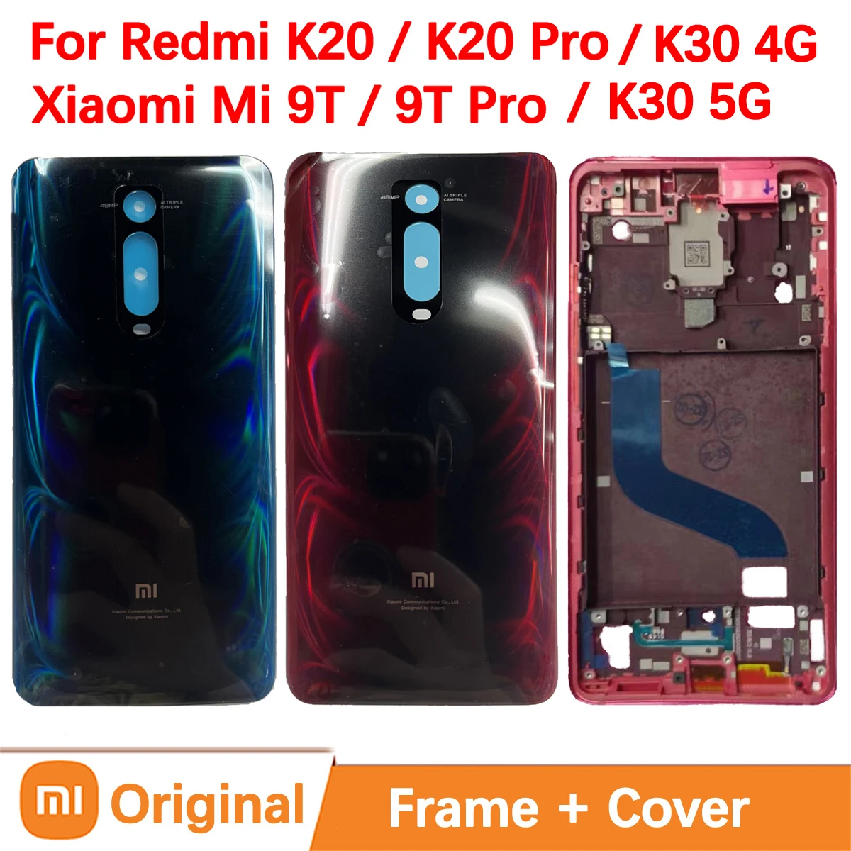 Original Rear Battery Cover For Redmi K20 Pro K30 5G 4G Back Door Housing Phone Shell Replace M1903F10I Xiaomi 9T Middle Frame