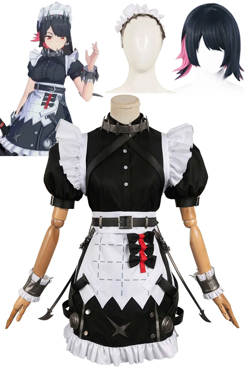 Ellen Joe Cosplay Lolita Skirts Maid Dress Costume Game Zenless Zone Zero Fantasia Women Outfits Wigs Headgear Halloween Suits