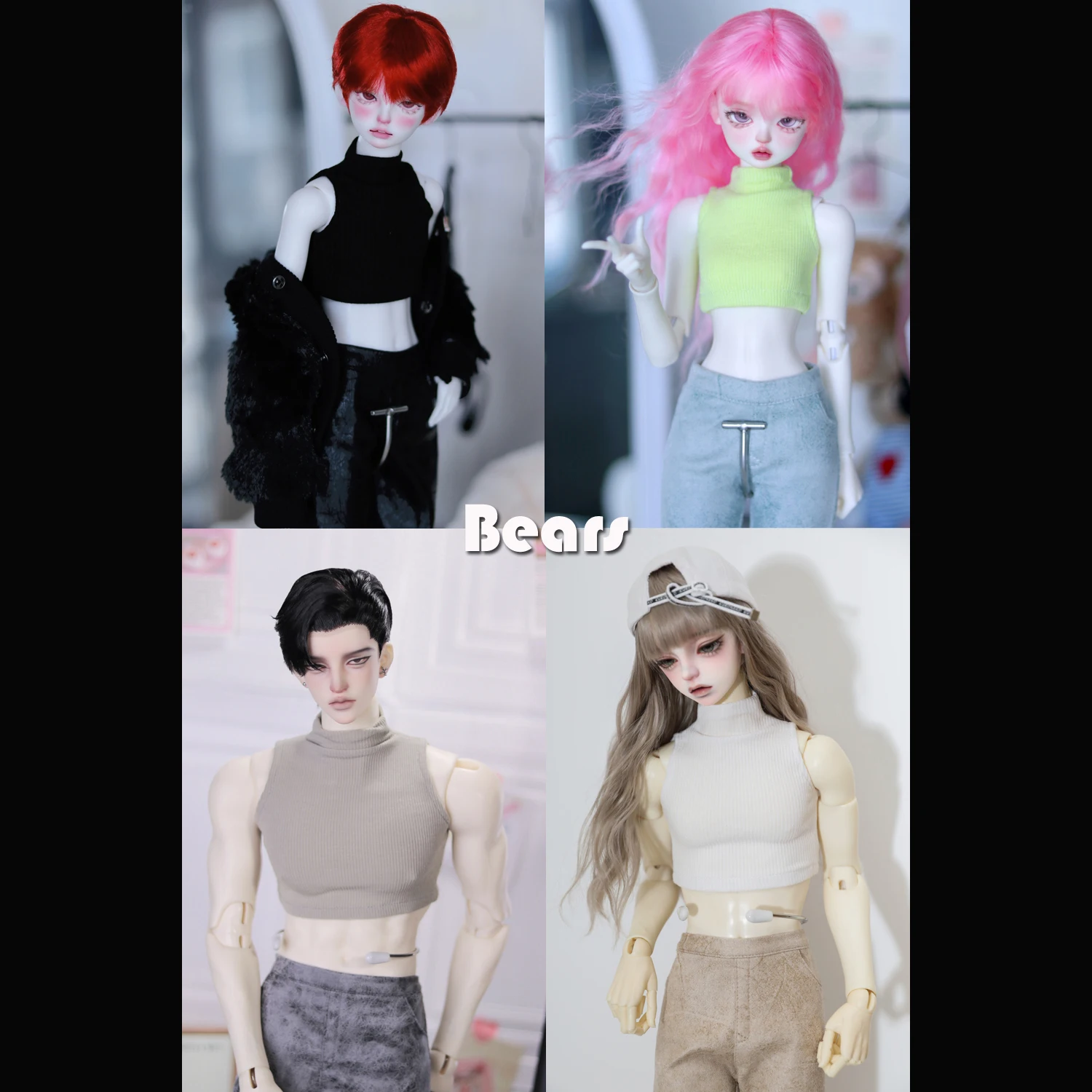 

BJD Doll Clothes Tight Half Neck Sleeveless Waist Tank Top For 1/3 1/4 BJD SD DD MSD MDD SD13 SD17 Uncle POPO68 SSDF ID75 Doll