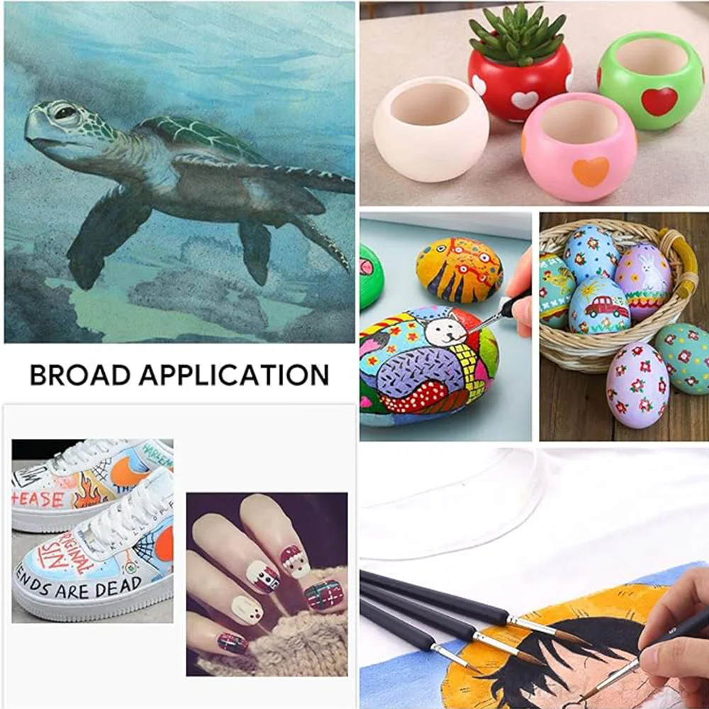 Set di pennelli per dettagli in miniatura da 11 pezzi, setole in nylon realizzate, ideali per progetti fai da te, acquerello, pittura per il viso, acrilico, oli, Pa