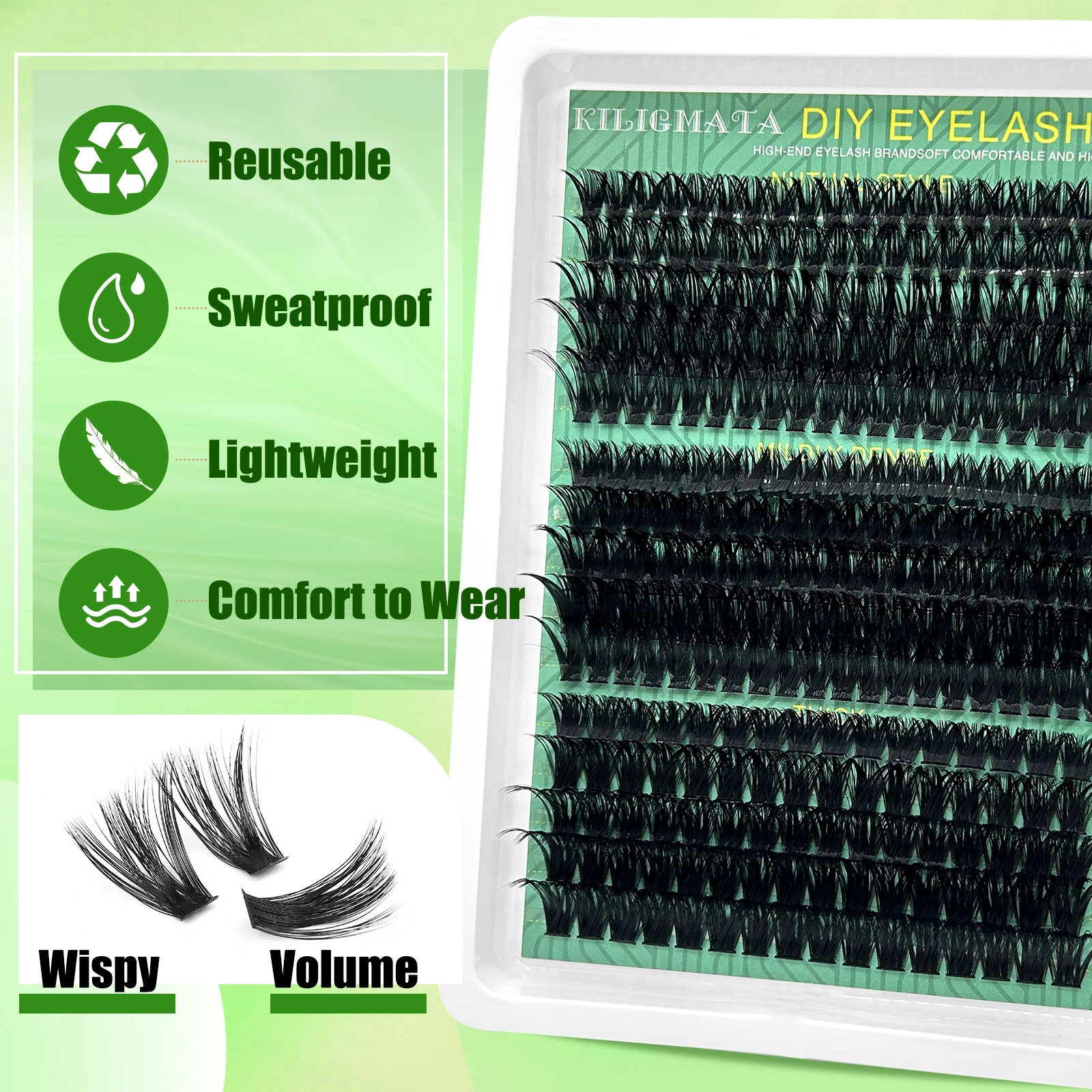 280 Stück Wispy Lash Clusters 8-16mm D-Curl Einzelne Falsche Wimpern DIY Wimpernverlängerung Dünner Streifen Natürliches Volumen Cluster-Wimpern – Detail 4