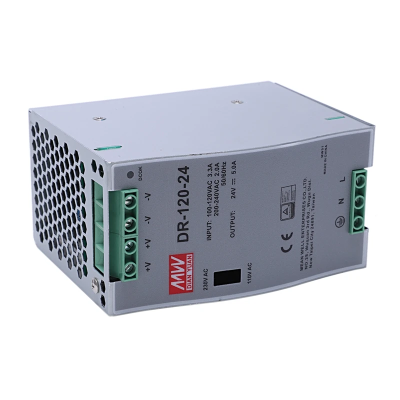 DR-120-24 120W Industrial Grade Rail Power Supply 24V5A Switching Power Supply Rail Mounting Switching Power Supply