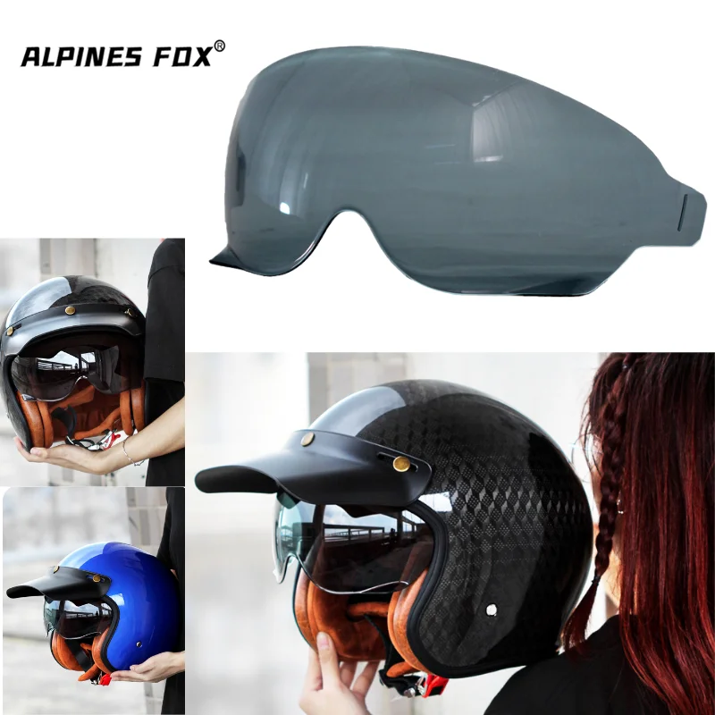 Motorcycle Retro Helmet Brim and Lens 3-Button Adjustable Fit for Shoei EX Zero, TT&CO Motobike Retro Vintage Helmet Accessories