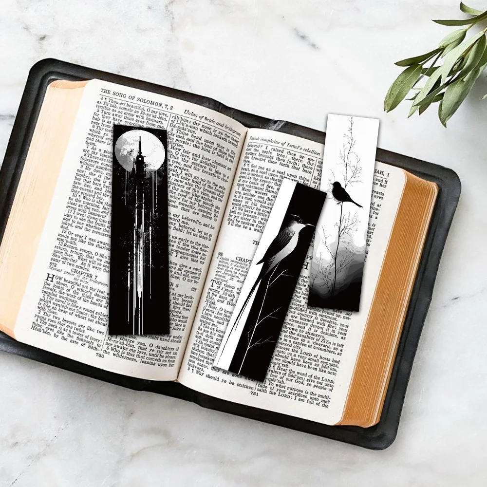 30PCS Creative Art Black and White Ink Painting Bookmarks Reading Tags Bookmarks Ink Painting Enthusiasts Collecting Bookmarks