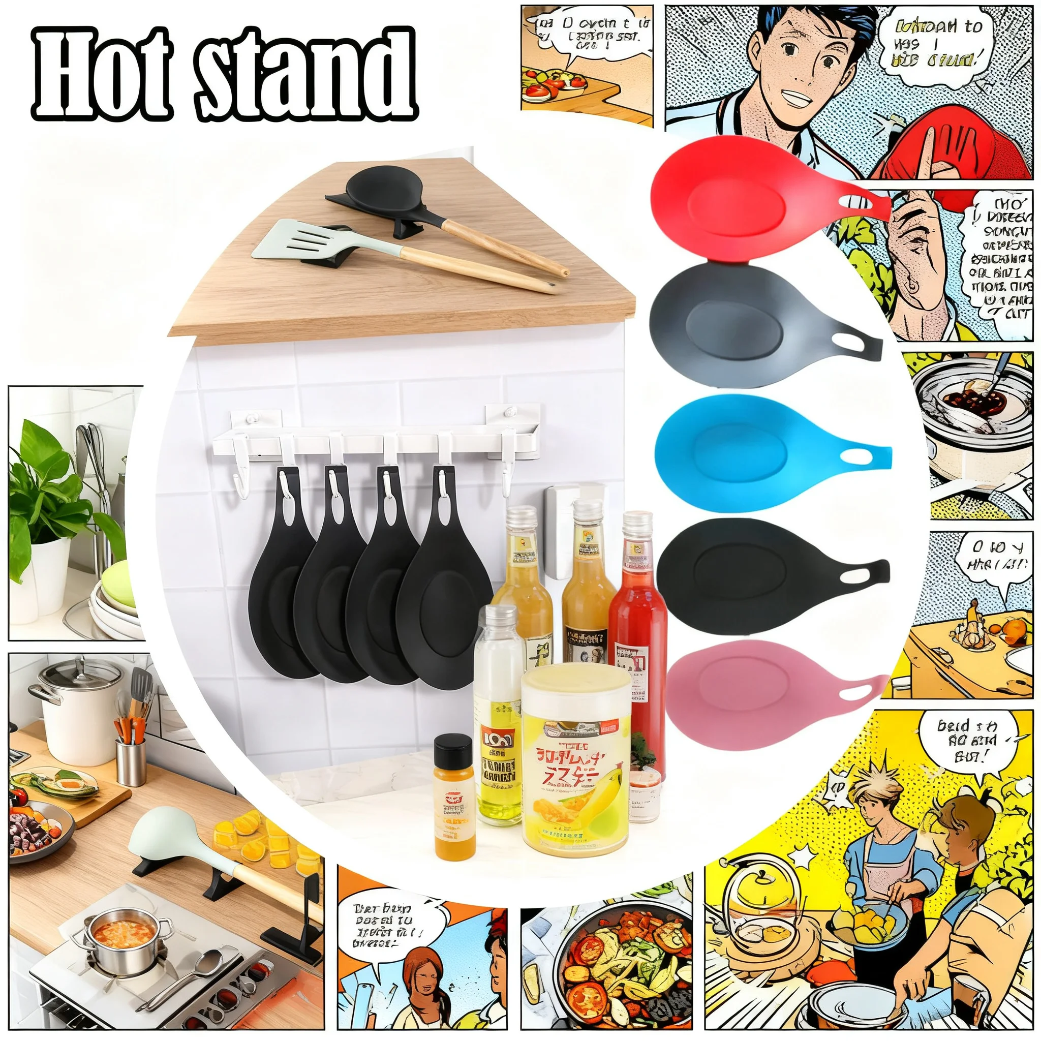 Easy to Clean TPE Soup Spoon Pad Heat-Insulating Plastic Spoon Holder Kitchenware Flavor Dish Pad for Easy Cooking