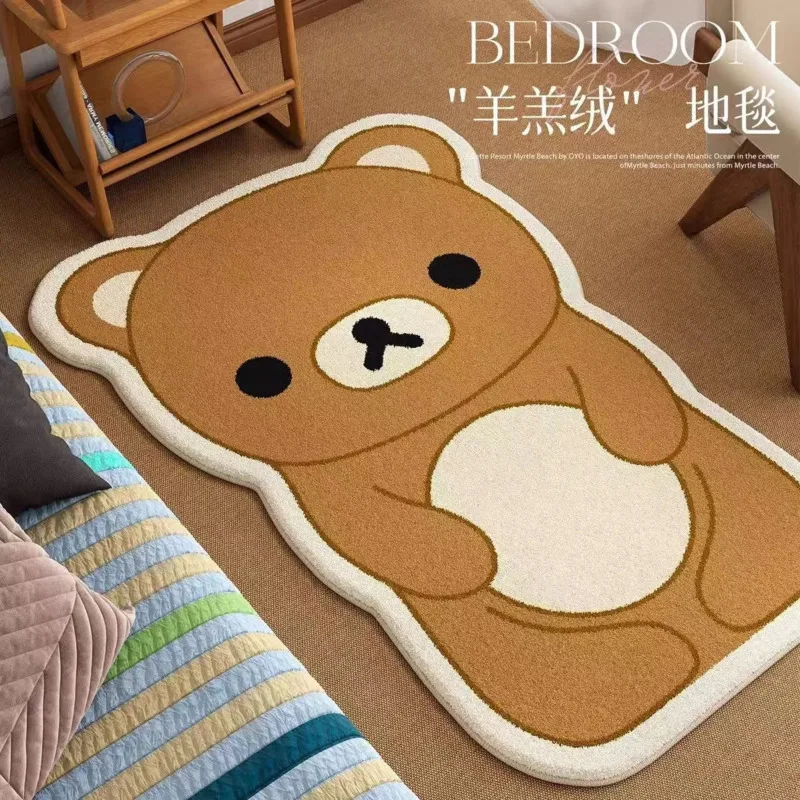 

Мягкий ковер Rilakkuma: милый мультяшный коврик с медведем для спальни, прикроватный коврик для детской комнаты, гостиной, домашнего декора