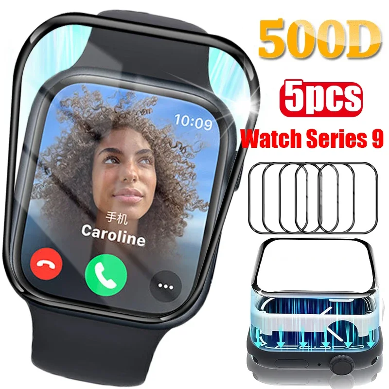 Upgrade 3D Curved Edge Full Coverage Waterproof Clear Protective Film for Apple Watch IWatch Series9 45mm 41mm Screen Protectors