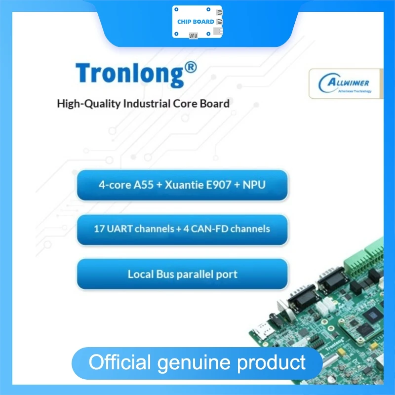 

Tronlong Allwinner T536 Industrial Development Board with Quad Cortex-A55, RISC-V Core, NPU AI Accelerator and 17 UART Ports