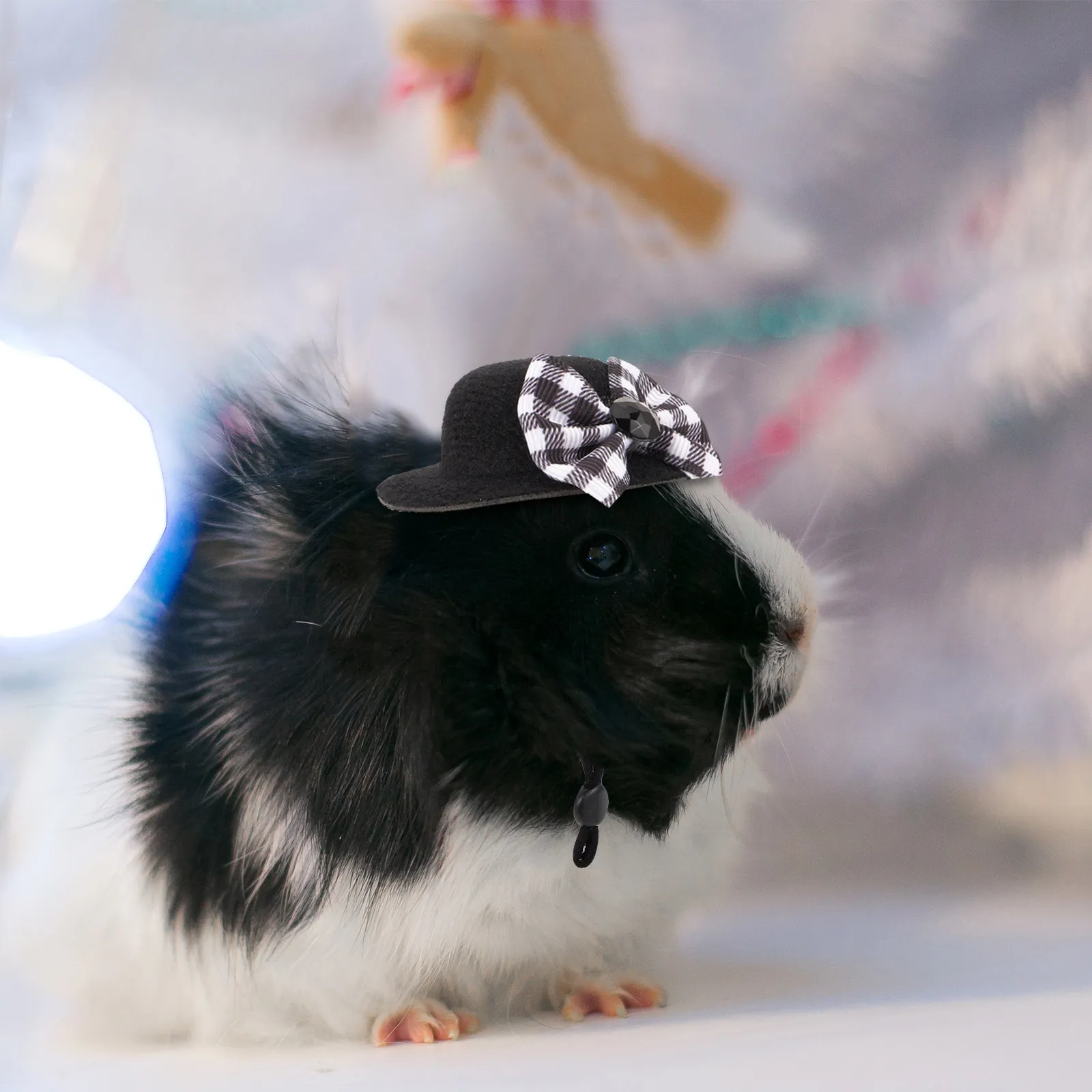 1Set Hamster Hat Mini Small Animal Headwear Bowtie Adjustable Strap for Hamsters Guinea Pigs Chinchillas Lizards Birds Pet Photo