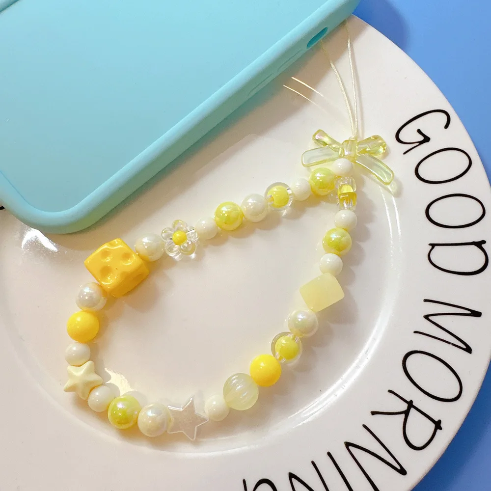 Ins-style phone chain, bow pearl cheese star, suitable for Apple/Huawei/Xiaomi/Samsung