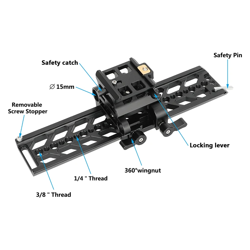 CAMVATE Quick Release 15mm Dovetail Baseplate with ARCA Clamp for DSLR Camera Cage Shoulder Mount 15mm Rail Support Tripod Mount