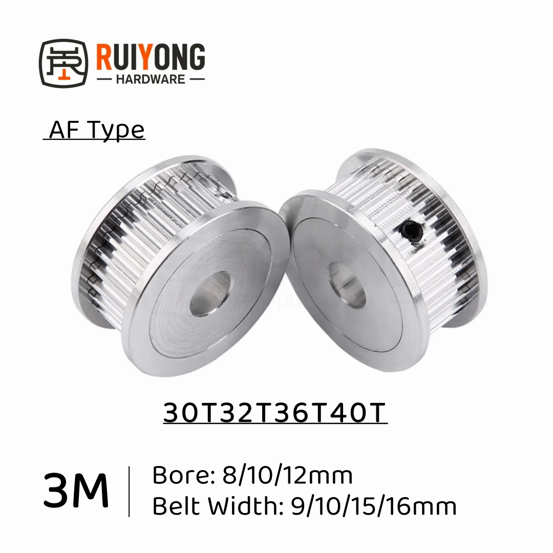 

HTD3M Timing Pulley 30T32T36T40Teeth AF Type Bore 8/10/12mm Belt Width 9/10/15/16mm 3D printer parts